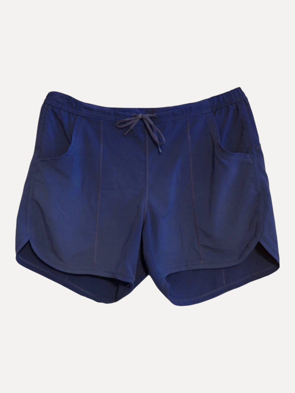 Lands' End Women's 5" Board Swim Shorts Size 12 Blue Solid Lined w/Panty UPF 50"